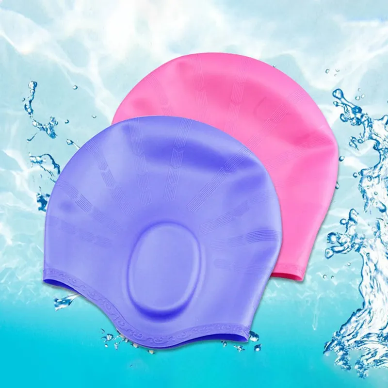 1 Pz Sile Cuffia da nuoto immersione Piscina Sport acquatici Impermeabile Protezione capelli lunghi Cuffie orecchie Cappello donna Uomo2952108