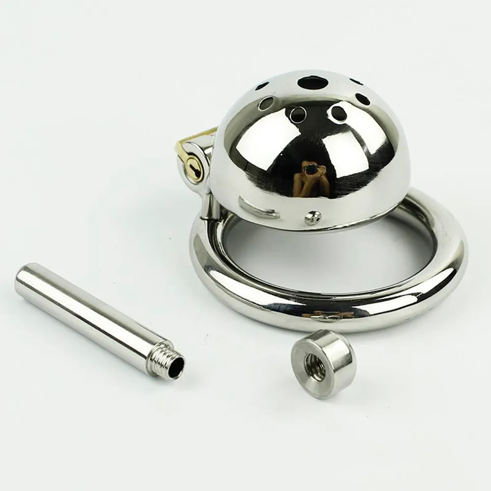 Novo gaiola masculina super pequena com sons uretrais removíveis dispositivo de anel de anel de aço inoxidável para homens galo de cinto1094779