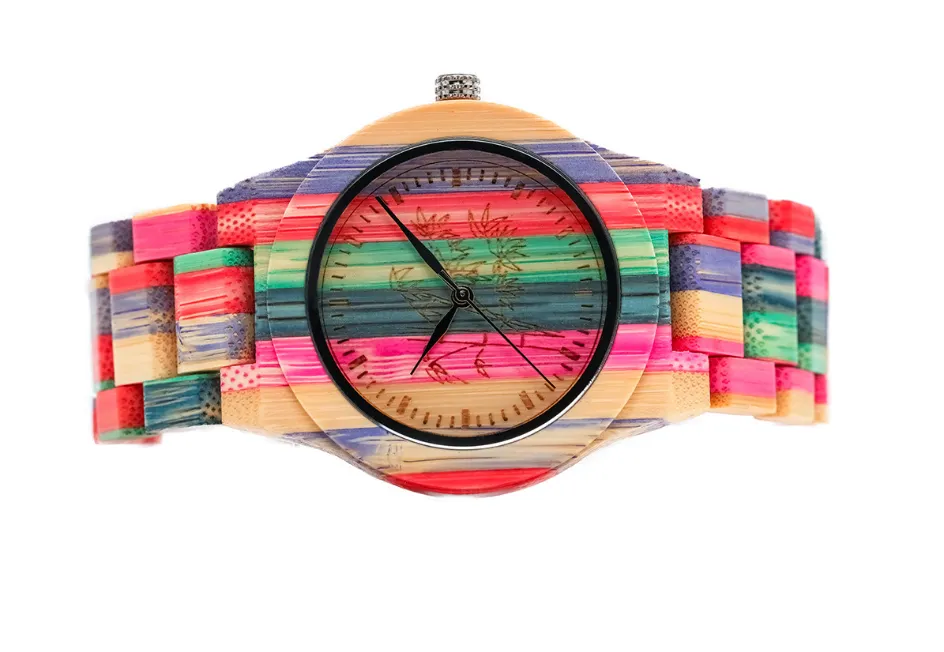 SHIFENMEI Watch Colorful Bamboo Atmosphere Watches Natural Ecology Carbonization Simple Quartz Wristwatches2826