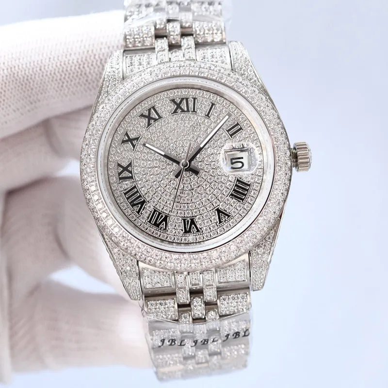 Diamond Watch Mens Designer Watches Автоматические механические движения 41 мм серебряной ремешки из нержавеющей стали водонепроницаемые наручные часы223Q