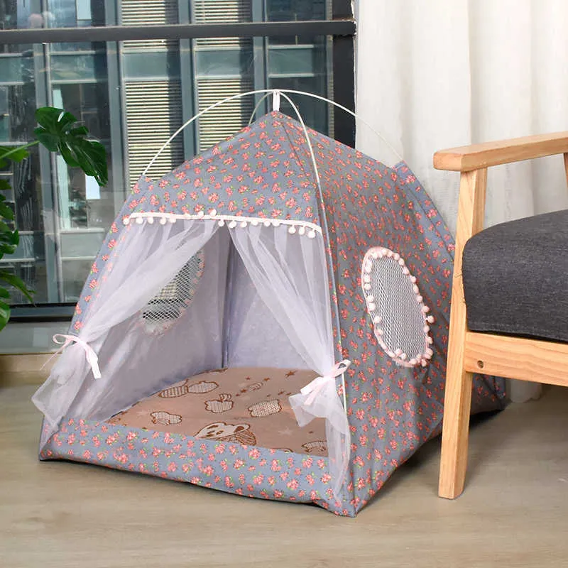 cat tent bed Pet products the general teepee closed cozy hammock with floors house pet small dog accessories 211006