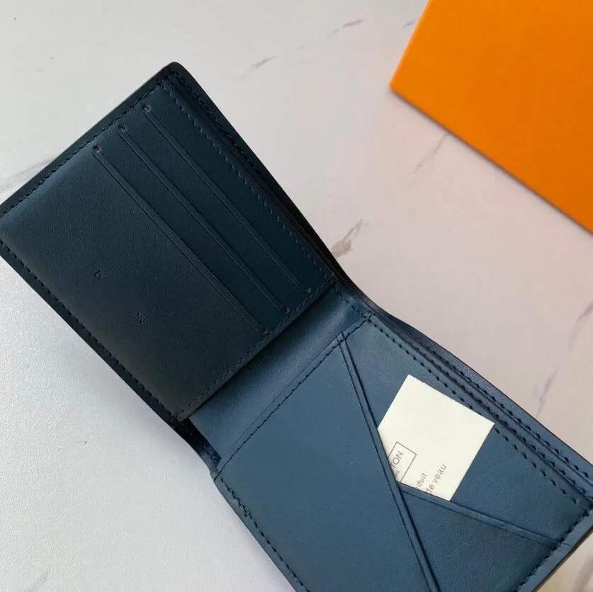 Oryginalne skórzane portfele męskie uchwyt na karty kieszeń niebieski wytłoczeni mężczyźni krótkie torby sprzęgła designerka monety dla kobiet torebki multi-card PO305D