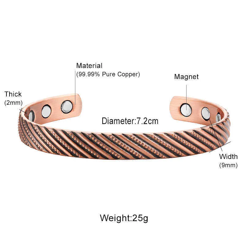 Escalus Bijoux Femmes Cadeau Antique Cuivre Placage Puissant Magnétique Bracelet Aimant Guérison Hommes Bracelet Bracelet Charme Q0717