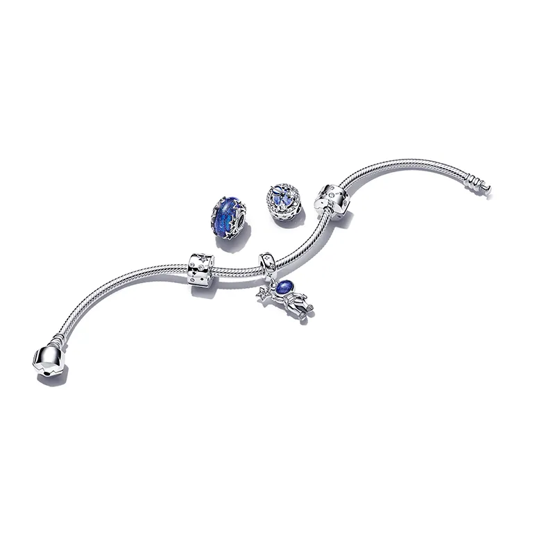 Star Collection 925 Zilveren Dangle Charms Stud Oorbel Ringen Clip Charm Ketting Safty Chain Fit Originele Pandora Armband DIY311N
