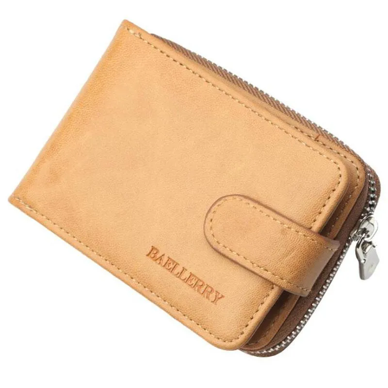 Carteiras Baellery Card Titular carteira para homens zíper curto multi slots de couro bolsa masculino saco de dinheiro pequeno saco de dinheiro walet280f