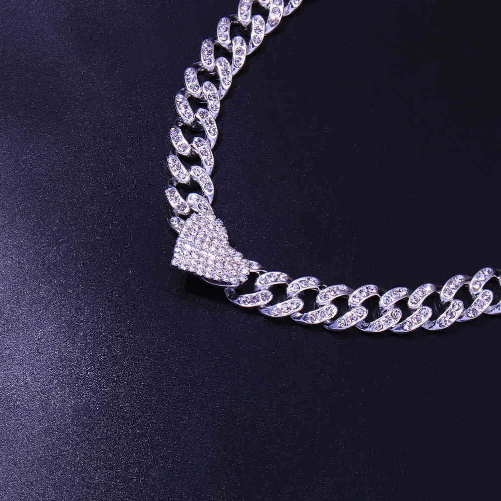 StoneFans cubain lien coeur cheville gros pour les femmes en gros Bracelets chaîne cristal Miami Hiphop mode bracelets de cheville bijoux 2021
