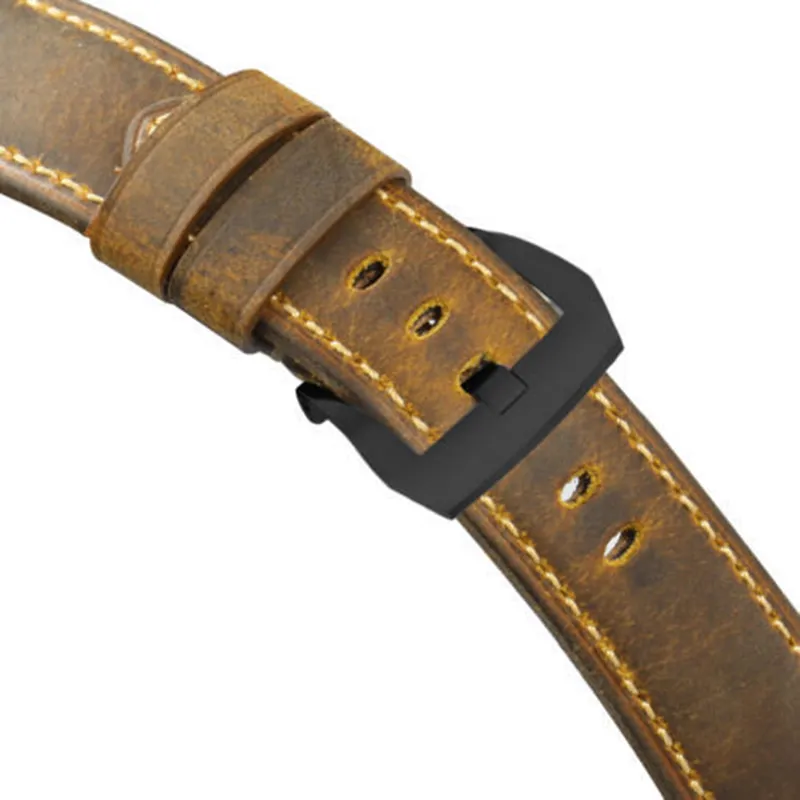 Skicka äkta kalvläder Watch Strap Armband Watch Bands Brown Watchband för Pan 22mm 24mm 26mm Erai315a