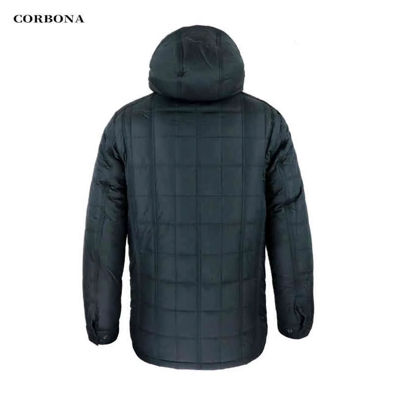 CORBONA Fur Collar Men's Coat Oversized Temperature Visualization Heavy Vintage Business Casual Korean Style Male Parka 211206