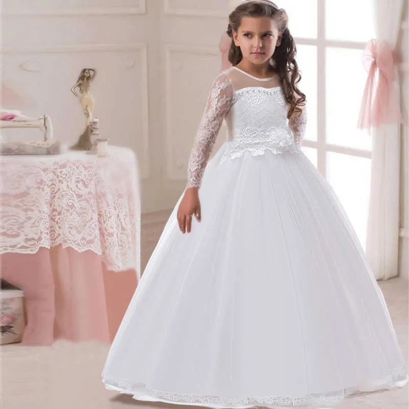 Abiti bambini ragazze Abito da sposa Elegante abito da principessa Bambini Abito da sera feste ragazze Costume 6 7 8 9 10 11 12 Anno Q0716