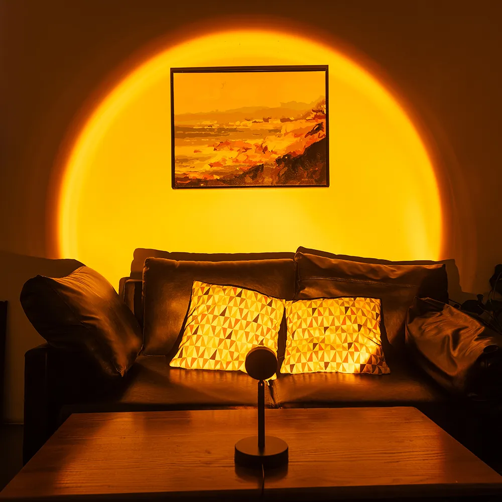Projecteur de lampe de coucher de soleil Projection Sunset Light avec 180 ° Rotation USB Charge arc-en-ciel lampe de chambre en direct POGRAPHIQUE PO WA9394004