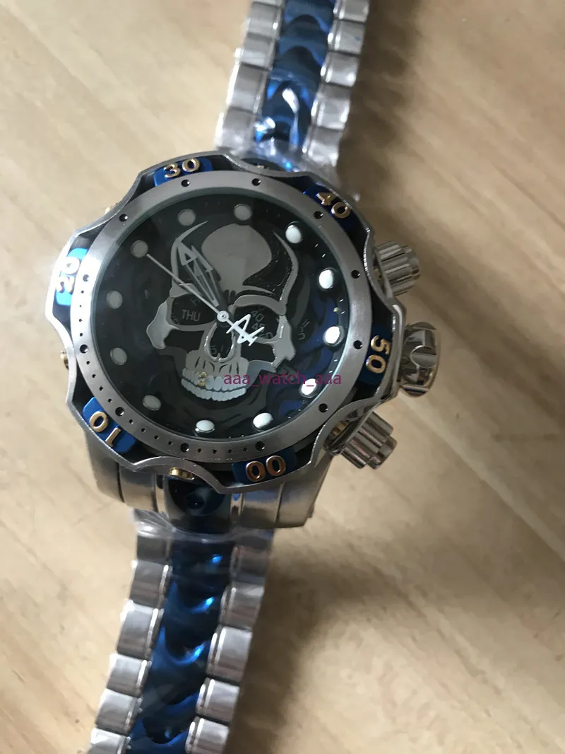 無敗のGen III Skull Black Steel Chronograph Japanese Movement 52mm Watch New Clock Gifts2754