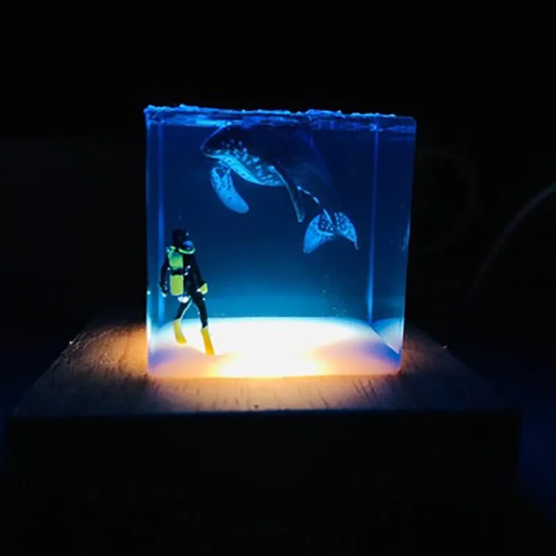 Nocne światła Dekoracja sypialni DIY Ocean Whale Humbback Light Light Indoor Bedside Lamp Home Lighting Dzieci Fancy2030