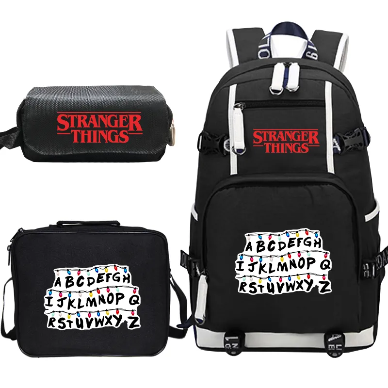 Stranger Things Backpack de tela Backpack Sacos escolares para meninas meninos estudantes universitários viajam com laptop adolescente laptop backpacks6507655