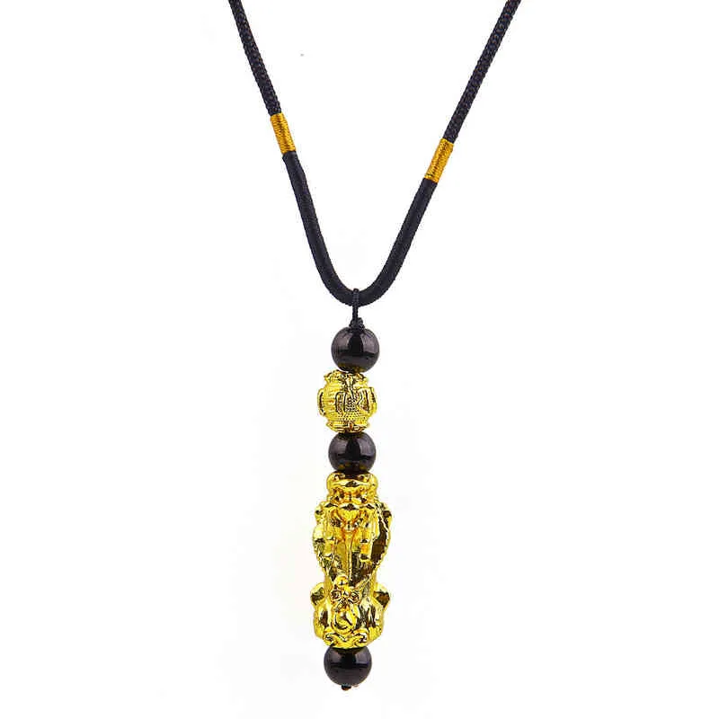 Collier pendentif Pixiu attirer la richesse et la bonne chance collier de charme chinois Feng Shui foi obsidienne pierre perles colliers G1206