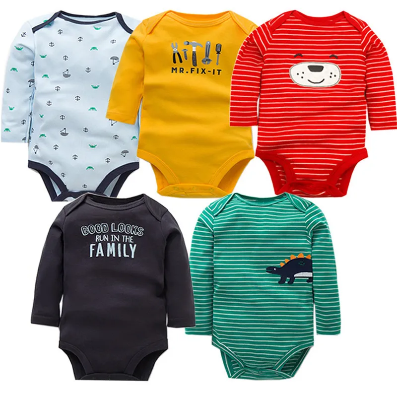 5stBodysuits High Quality Uniesx Nyfödda 100% bomullskläder Set Spädbarn Bebe Baby Girl Cloths 210309