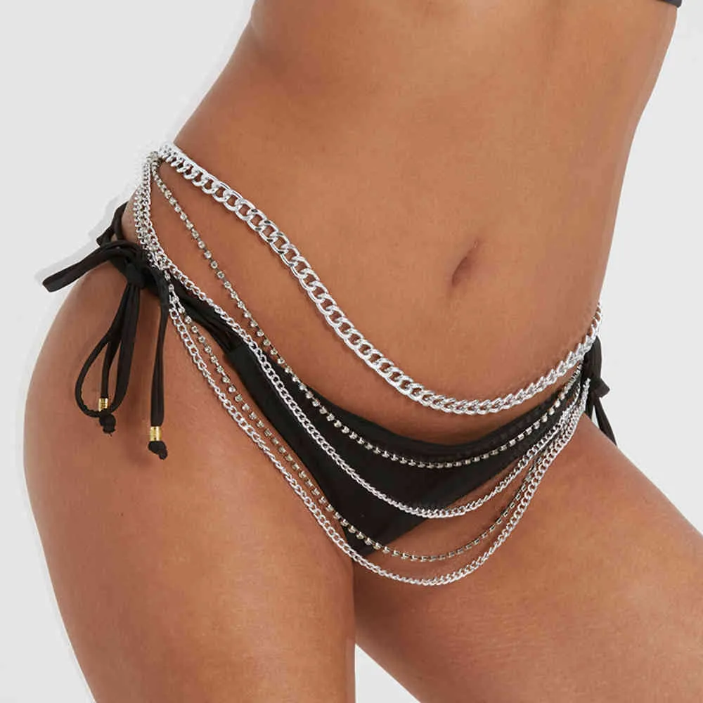 Stonesfans moda rhinestone multi camada cinto de cintura para mulheres acessórios festivais metal cadeia de barriga sexy jóias corporais