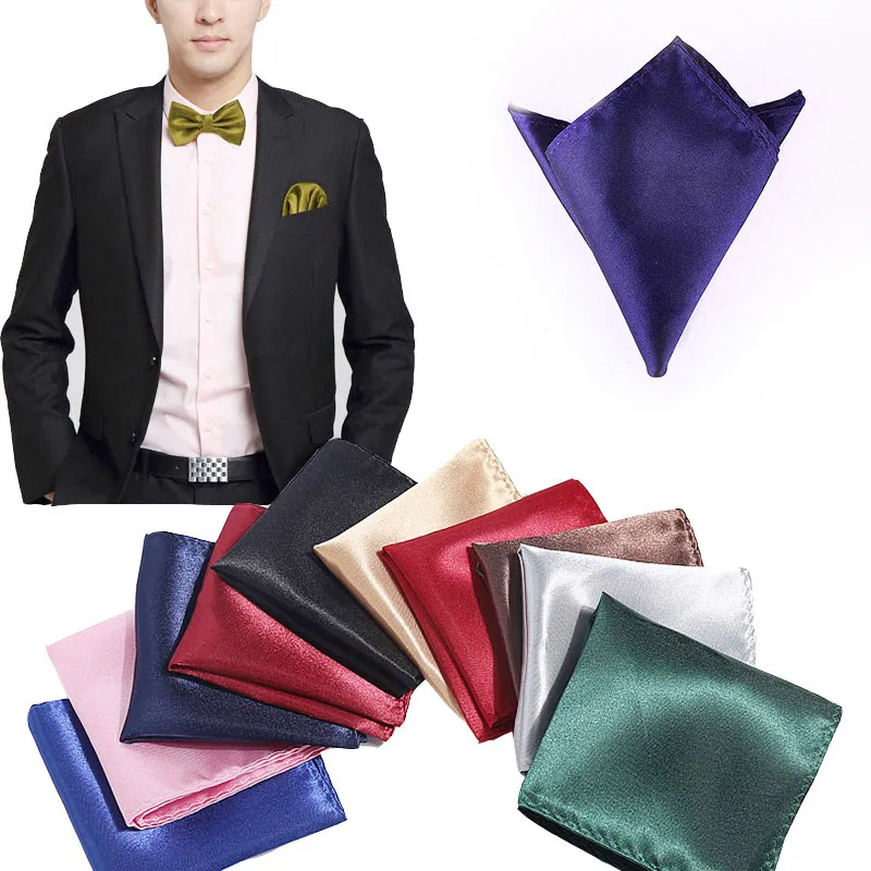 Nœud papillon en Satin pour hommes, mouchoir de mariage formel, classique, couleur unie, mode poche carrée, style cadeau, vêtements de cou