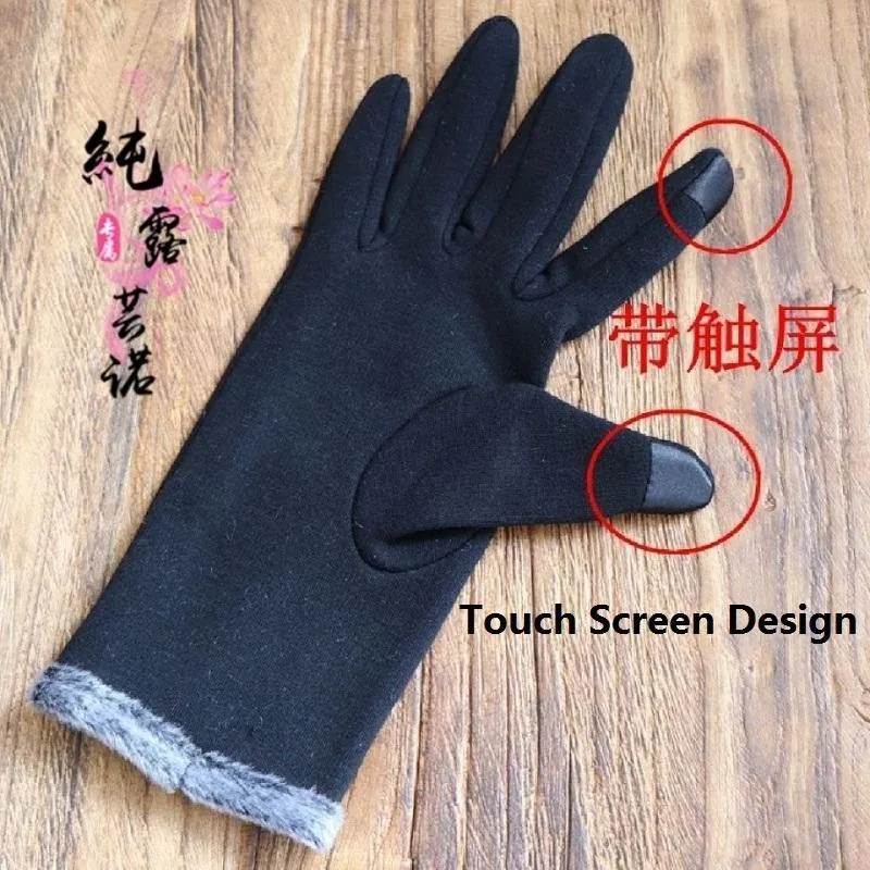 Five Fingers Gloves Hand Touch Screen Embroidery Cartoon For Woman Winter Ladies Girls Outdoor Mittens Women Pink