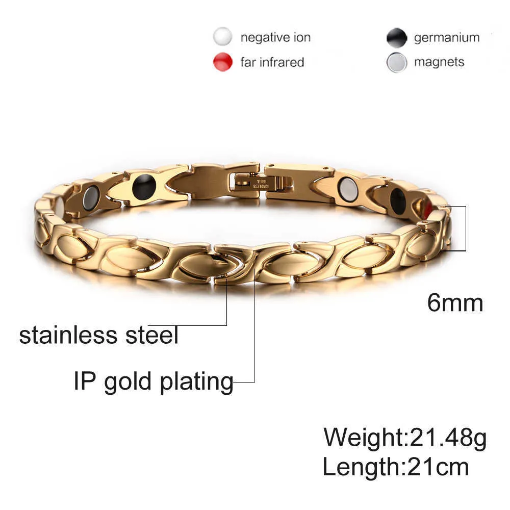 Vinterly Goud Kleur Armbanden voor Vrouwen Ketting Energie Magnetische Armband Femme Rvs Armbanden Sieraden 210611235b