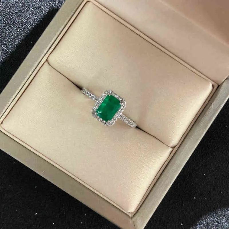 Wong Chuva Vintage 925 Sterling Prata Esmeralda Diamantes Gemstone Casamento Anel de Noivado Fine Jóias Atacado Drop 211217