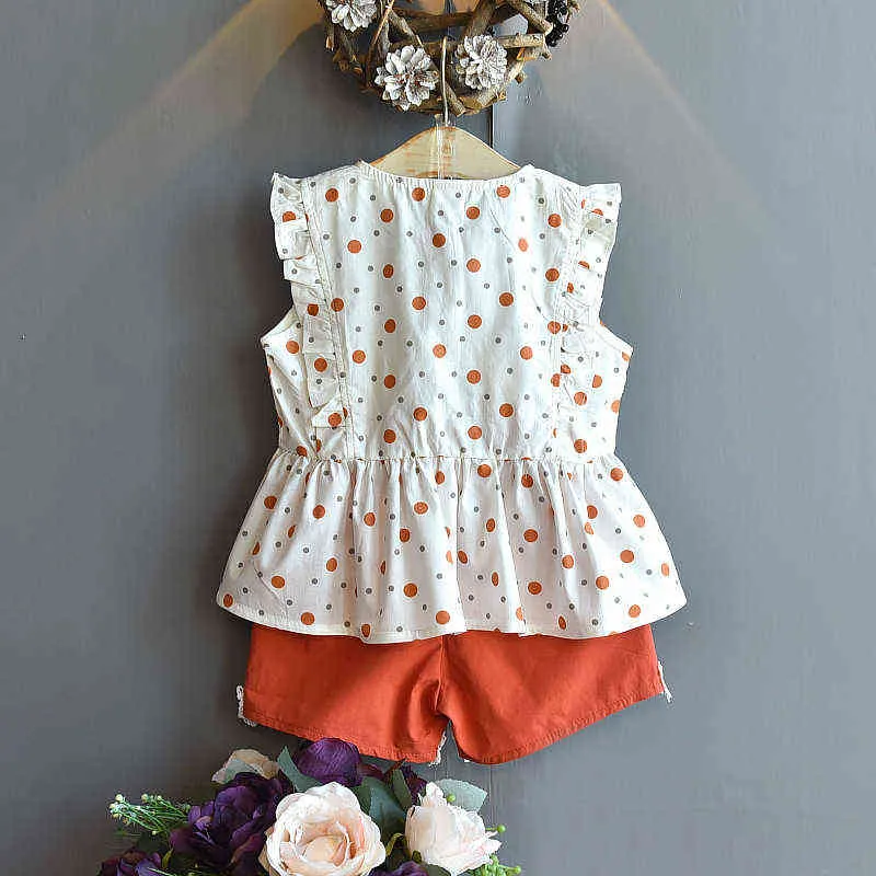 GOOPORSON мода летние маленькие девочки одежда набор точек бабочка галстук рубашки рубашки шорты девочек рюшные наряды милая детская одежда G220310
