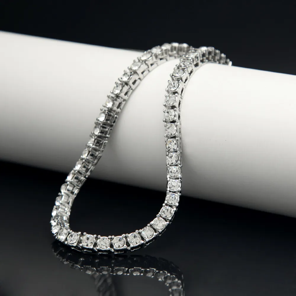 Мужчины хип -хоп ювелирные изделия 5 -миллиметровый круглое браслет из катушки Bling Bracelet Tenns Золотое серебро 7 -дюймовый 8 -дюймовый симулятор Dimonds Bransles Braceles3960272