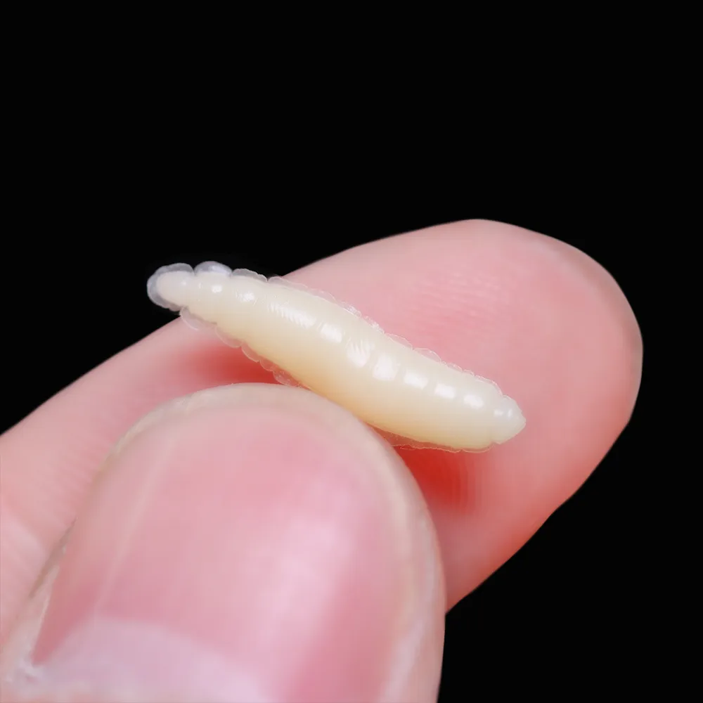 2.7cm/0.7g Fishing Lure Maggot Grub Soft Baits Worms Ivory Beige/Luminous Bait Accessories