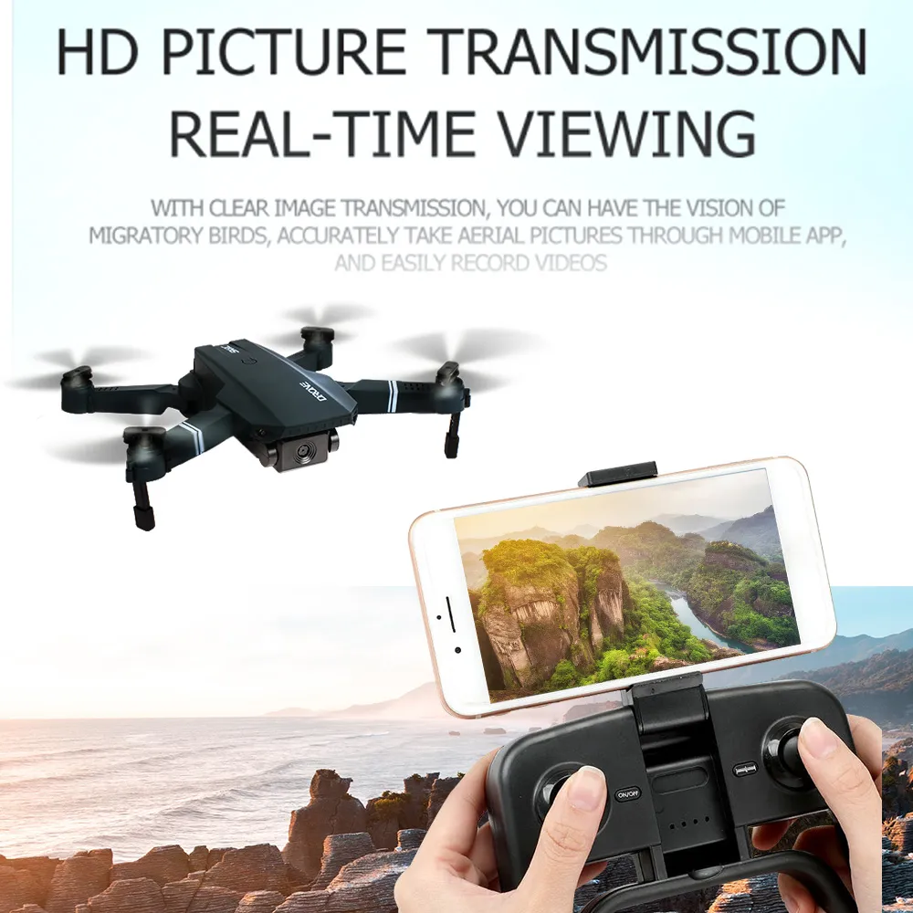 S107 카메라 4K WiFi FPV 드론 궤적 비행 고도 고도 홀드 제스처 PO 헤드리스 모드 접이식 RC 쿼드 콥터