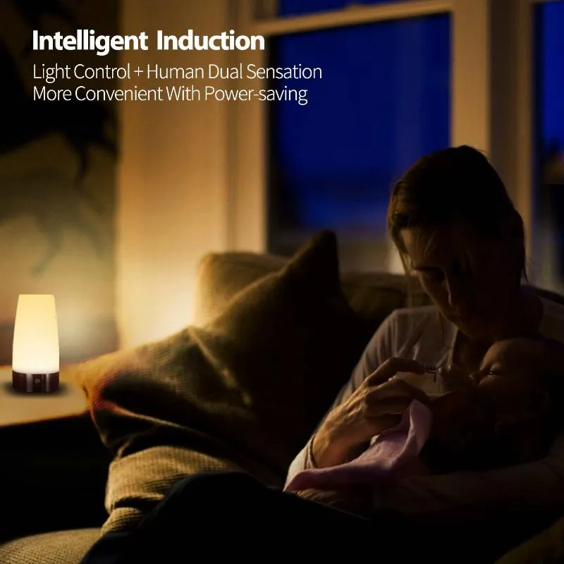 Nocne światła LED Light Indukcja Bezprzewodowa czytanie Lampa kempingowa z czujnikiem ruchu na wyłączonym przełączniku dla dzieci urodziny 295D