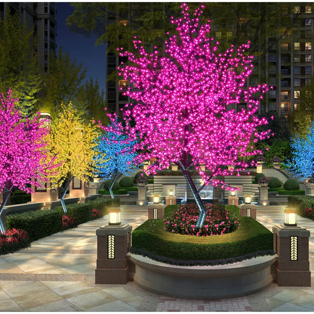 Outdoor LED Artificial Cherry Blossom Tree Light Christmas lamp Bulbs 1 8m Height Rainproof fairy garden decor255M