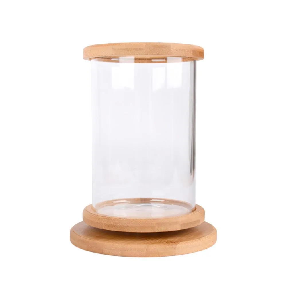 Mini réservoir à Base de verre en bambou, 1 pièce, décoration rotative, bol à poisson, bouteille écologique, accessoires d'aquarium 6145802