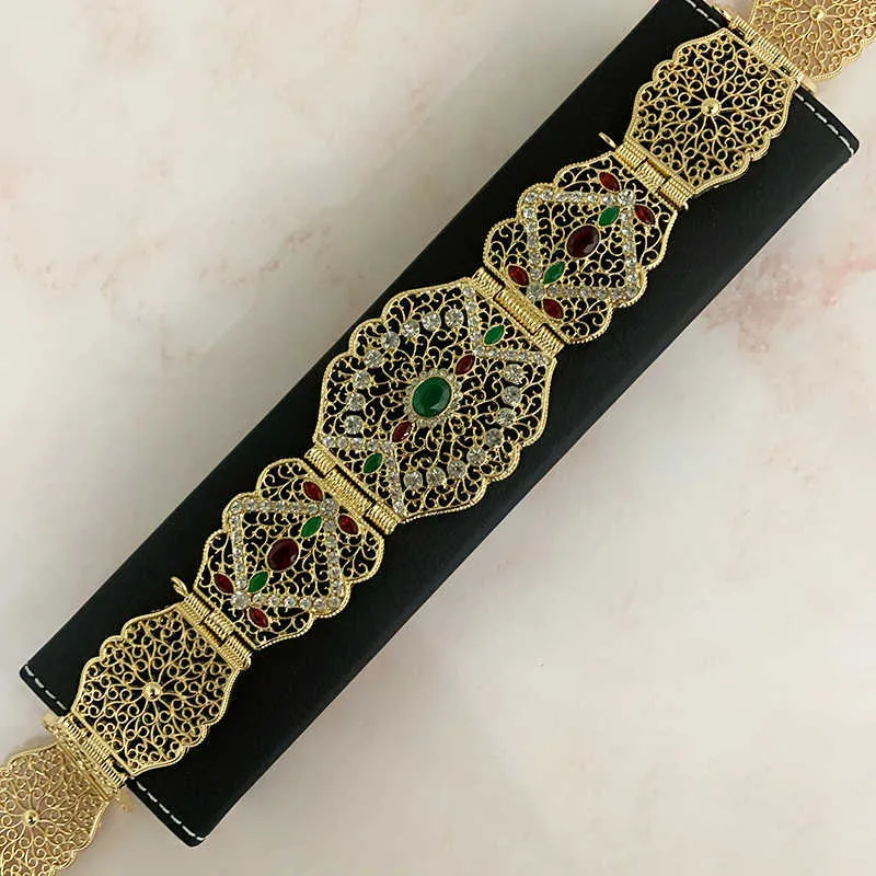 Ceinture de petite taille de Style marocain délicat avec incrustation de strass en diamant pour dames taille corps ventre chaîne longueur réglable