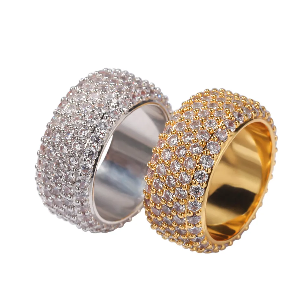 Hot starlight promessa anel 925 ouro prata esterlina cheia cinco camadas deslumbrantes diamante cz anéis de banda de casamento para mulheres presentes