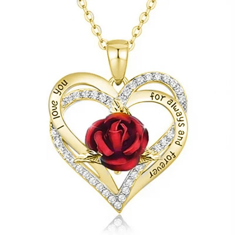 Coppia di favore della festa Love Rose Necklace Lady Elegant Jewelry Accessori banchetti matrimoni San Valentino Giorno dell'anniversario T2I532656460197