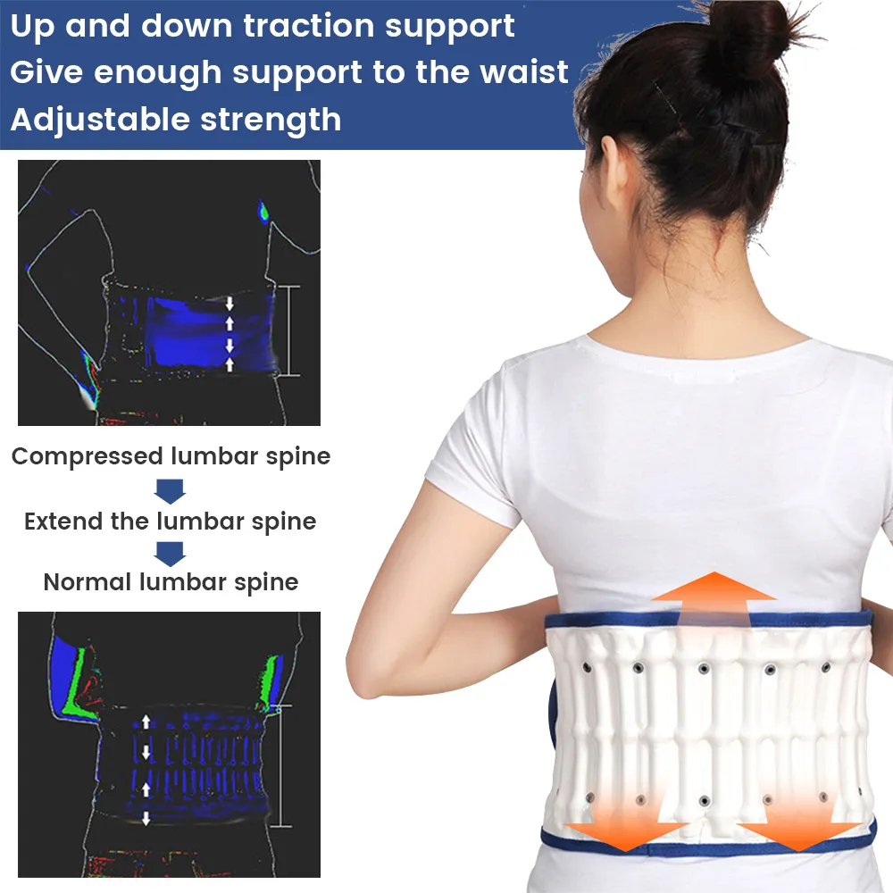 Spinal lumbar Support Back Relief BeltWaist Air Traction Brace Belt Backach Pain Release Massager Unisex Physio Decompression 210317
