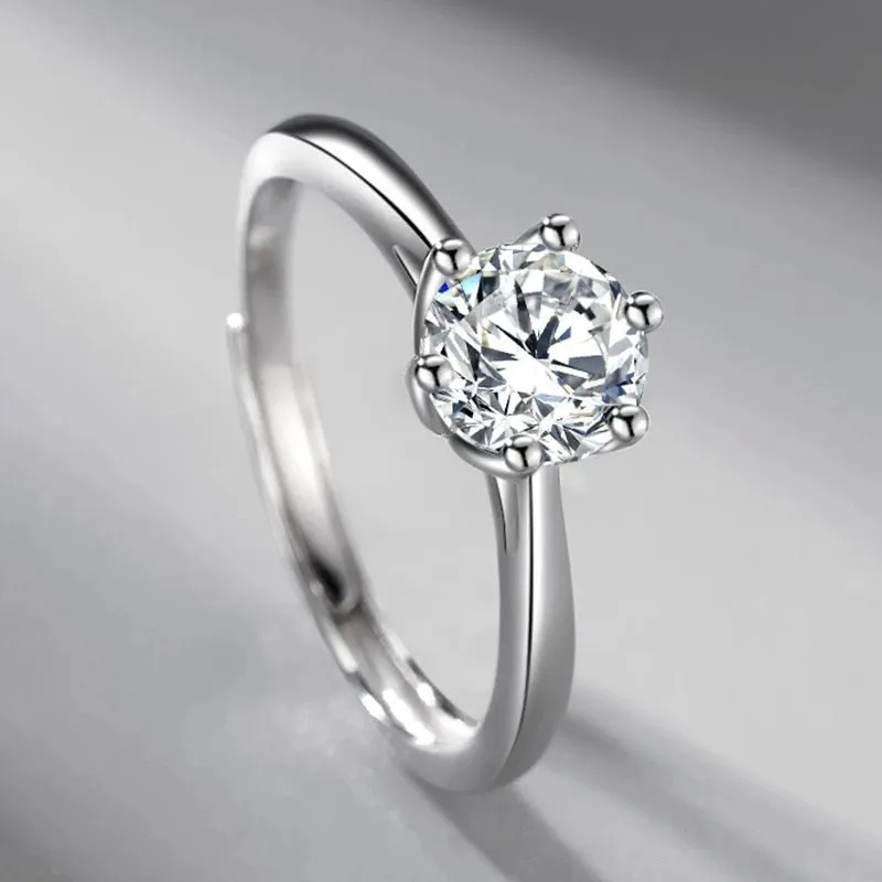 Beste Verkäufe Europäischen und Amerikanischen S925 Silber Überzogene Platin Moissanit Diamant Verlobungsring Glatte Elegante Weibliche schmuck