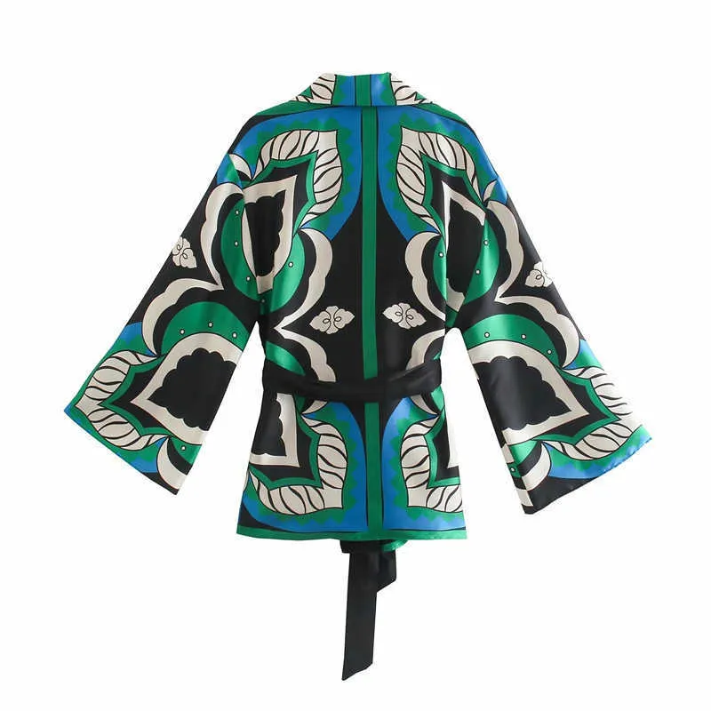 TRAF ZA Bermuda Shorts Mulher Verão Verde Cópia Cintura Alta Calças Curtas Mulheres Vintage Solto Casual Streetwear Sets 210719