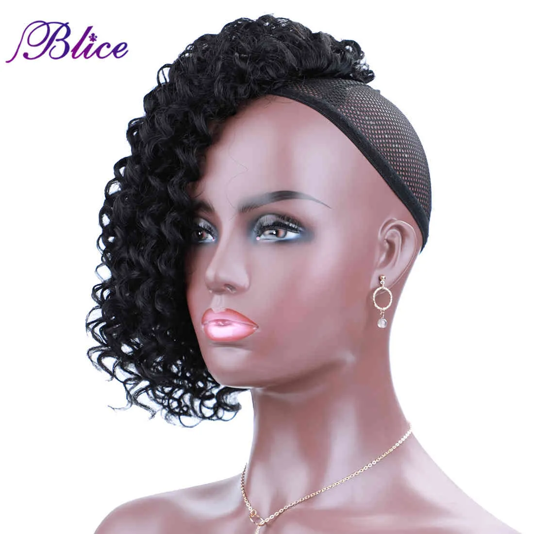 Blice Synthetic Bangs With Clips Side Part Bouncy Curls Natural Bang Long Curly Hair Extension Pieces For Women