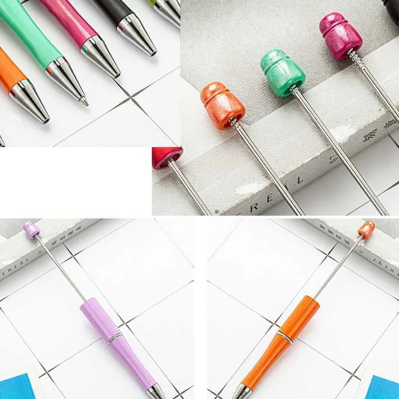 Beadable Plastic Ballpoints DIY Student Dodaj koraliki Ballpoint Pen Pens Ball Pen promocyjne prezenty świąteczne Creative5203885