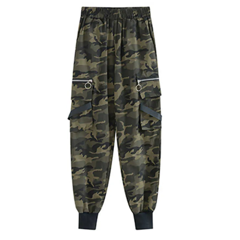 Frühling Military Cargo Hosen Frauen Camouflage Streetwear Casual Hosen Männer Hip Pop Hohe Taille Jogginghose Harajuku Lose Jogger 210915