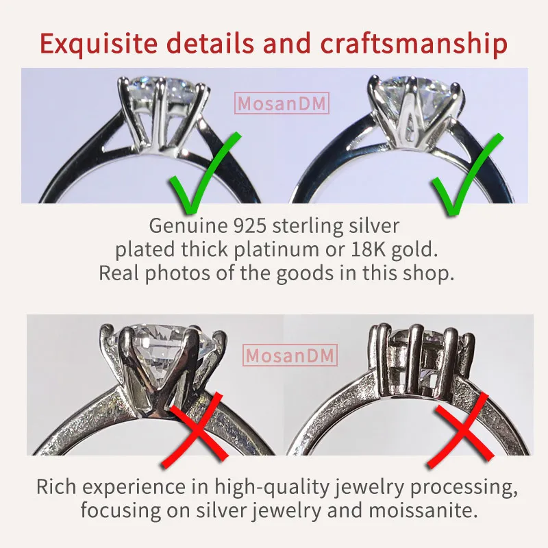 Klassischer Princess-Quadrat-Ring, ausgezeichneter Schliff, 1 Karat, bestandener Diamanttest, D-Farbe, Moissanit-Ringe, Verlobungsschmuck mit GRA