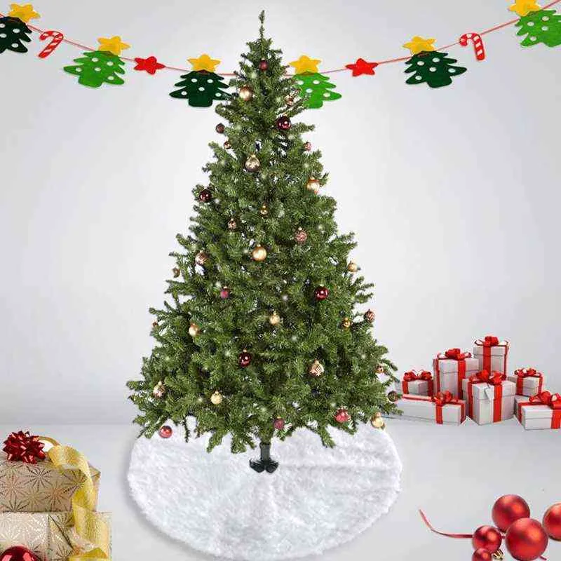 White Plush Christmas Tree Skirt Fur Carpet Merry Christmas Decoration for Home Natal Tree Skirts Year Decoration Navidad 211104