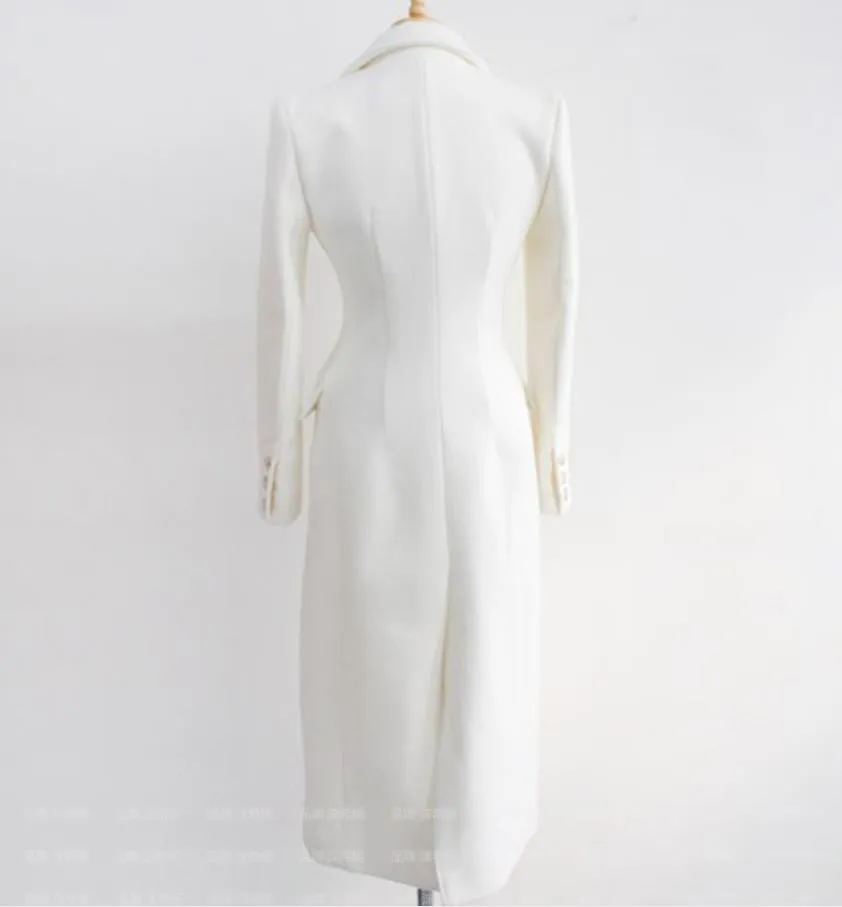 Hiver laine manteau femmes élégant blanc épaississement chaud cachemire laine mélanges vêtements d'extérieur mode long pardessus Style
