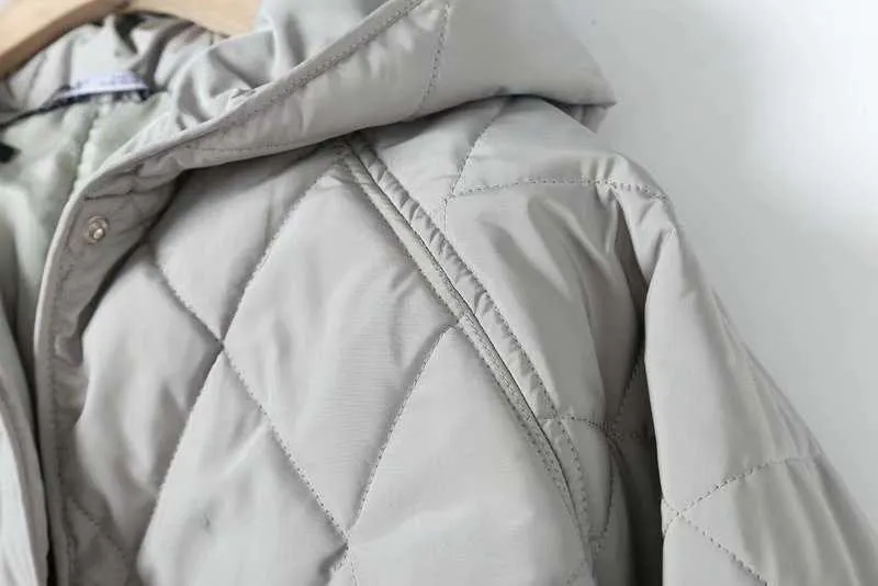 Toppies Длинное прямое зимнее пальто с ромбом узор зимнее пальто с капюшоном женское Parkas Streetwear 211018