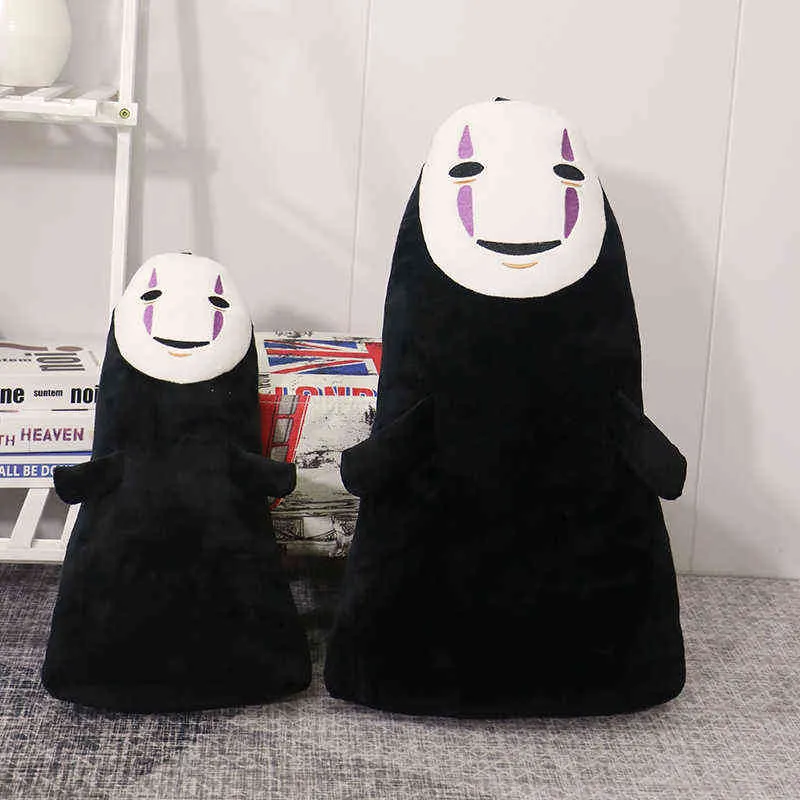 40 / 60cm Divertente La città incantata Uomo senza volto No Face Giocattoli di peluche No Face Ghost Kaonashi Cuscino farcito Regalo creativo ragazze Bambini Y211119