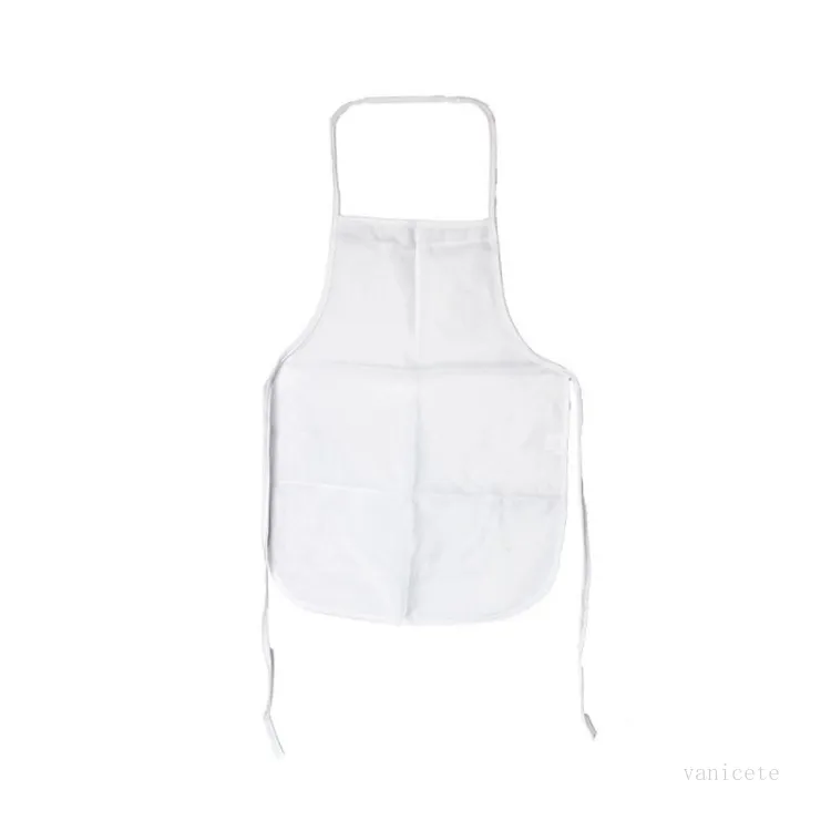 Tablier de cuisine de transfert de chaleur Polyester Accueil Sublimation Blanc Demi-longueur Tabliers sans manches DIY Cadeau créatif 70 * 46CM T2I52213