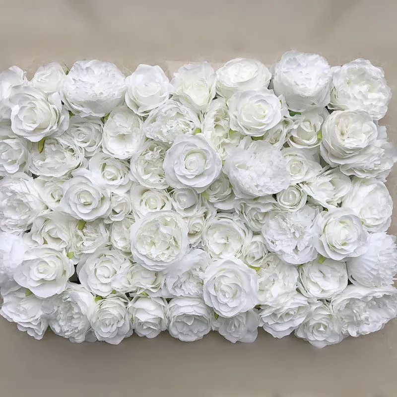 Painel de parede de flor 3D de ouro branco flor corredor casamento seda artificial rosa peônia cenário de casamento decoração 24 peças / lote TONGFENG198m