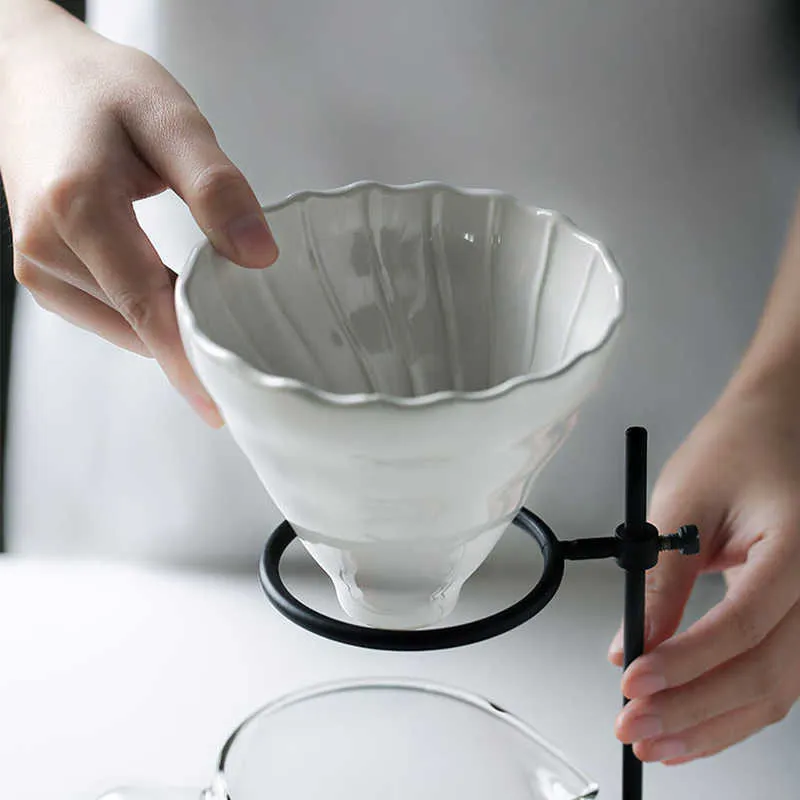 Set di filtri caffè preparato a mano con caffè in porcellana V60 Pentole preparazione manuale da versare sopra il bollitore caffè, gocciolatore, tazza 304 210712