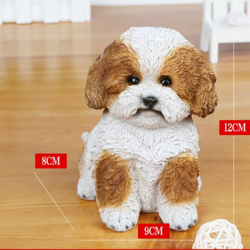 Adorable Shih Tzu Dog Collectible Decor Figurine avec des yeux en verre de Pedigree Dogs Pets Animal Statue Home Garden Ornement Cadeaux