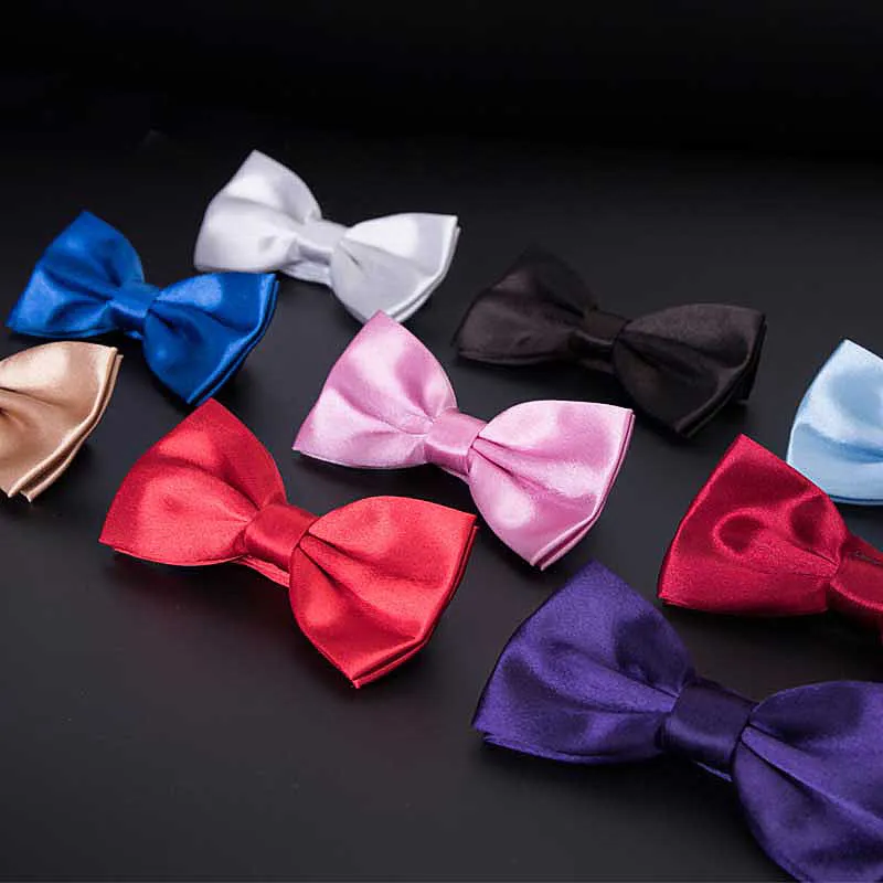 Mens Bowtie Wedding Handkerchief Formal Satin Classic Solid colour bowtie Fashion Square Pocket gift style Bow tie Neckwear9659294